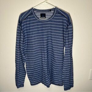 Prana Men's Blue Stripe Long Sleeve Henley Large